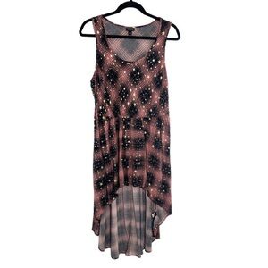 Torrid Pink & Black Plaid & Star Print High Low Sleeveless Tunic Women's Size 1X